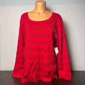 MERCER Streets Studio Shimmer Striped Knit Top (L12)